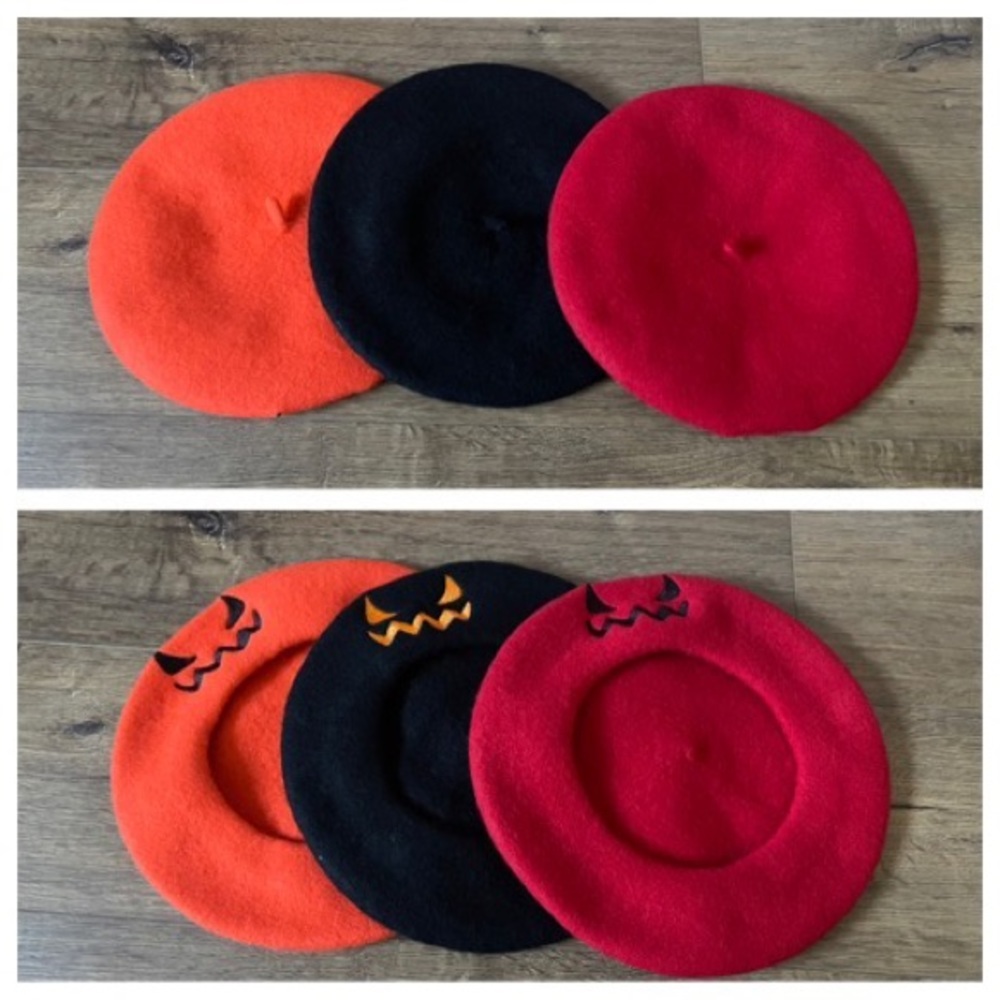 BRAND NEW Women’s Halloween Jack-o-Lantern Wool Beret-2 Color Choices